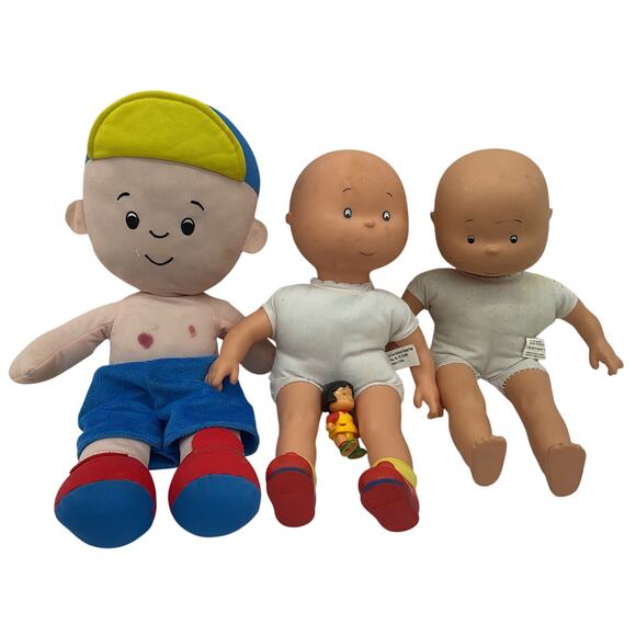 Preowned Vintage LOT 3 Caillou Little Boy Play Dolls Toys Mixed Plush Figure